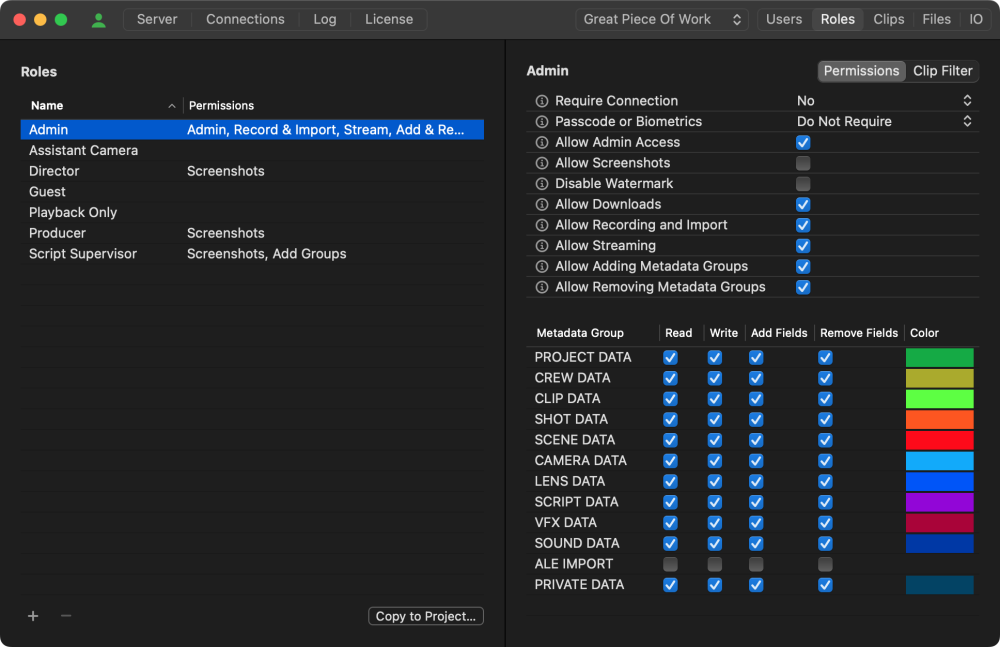 QTAKE Server 2.3 Roles